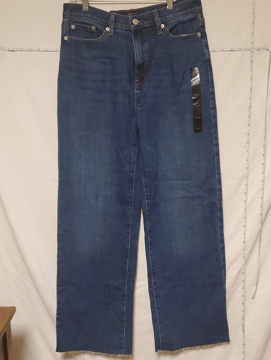 Banana Republic Factory Denim - Banana Republic Factory High Rise Wide Leg Raw Hem Dark Wash Jeans Sz 10